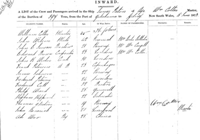 画像：コッター船長直筆の記録