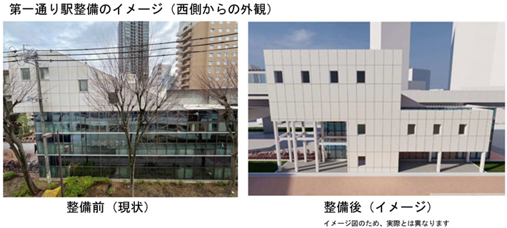 第一通り駅整備のイメージ（西側からの外観）