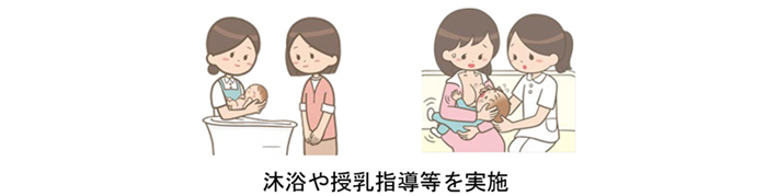 沐浴や授乳指導等を実施