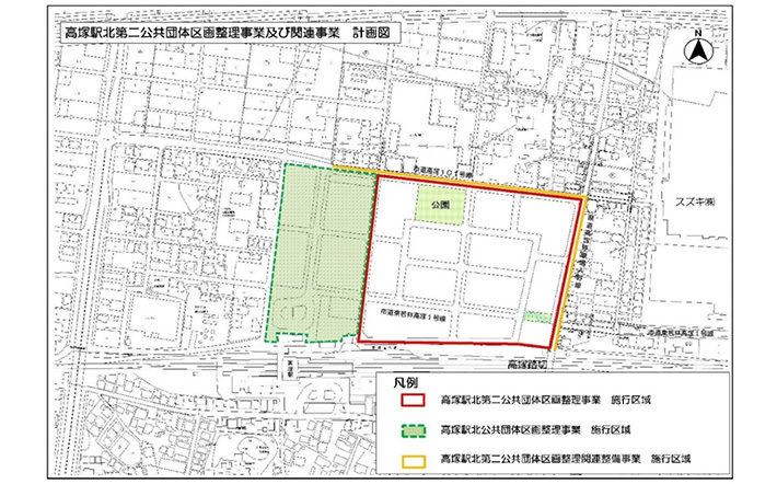 高塚駅北代二公共団体区画整理事業及び関連事業　計画図