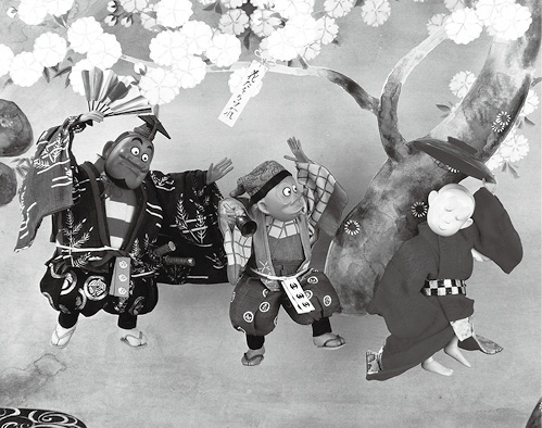 人形アニメーション『花折り』の一場面