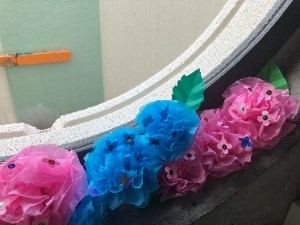 あじさいの飾り付け