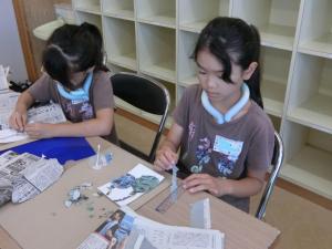 ヨーヨーをちぎり絵にしました